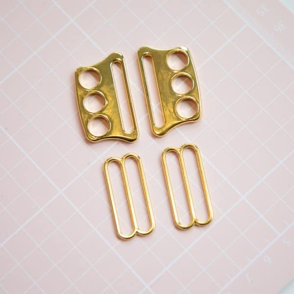 1 Set Gold Corset Waist Tab Closure and Slider Set