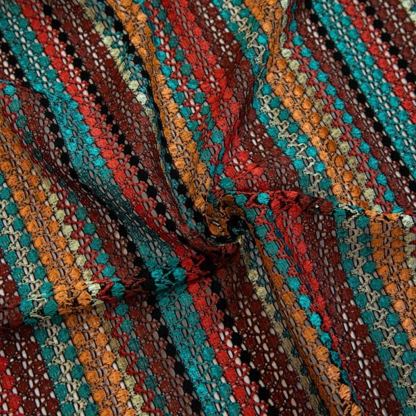 1/2 YD Black, Copper, Jade Crochet Stretch Lace