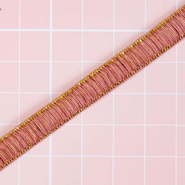 1 YD (8MM) Dusty Rose + Gold Narrow Elastic
