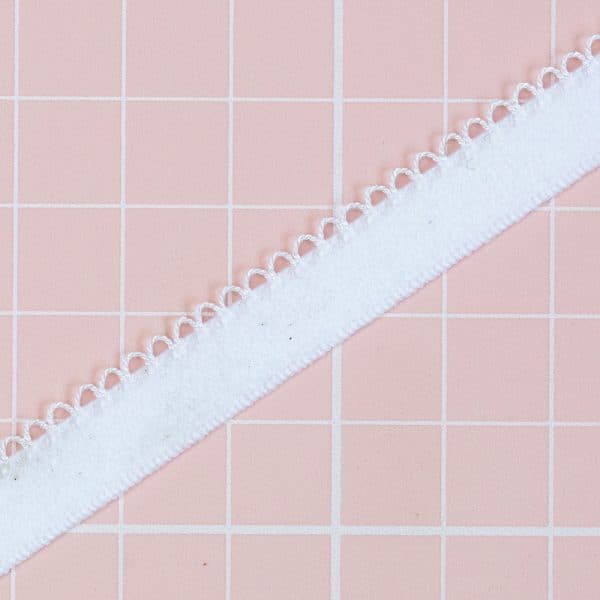 1 YD ⅜" (11mm) White Dyeable Picot Plush Elastic