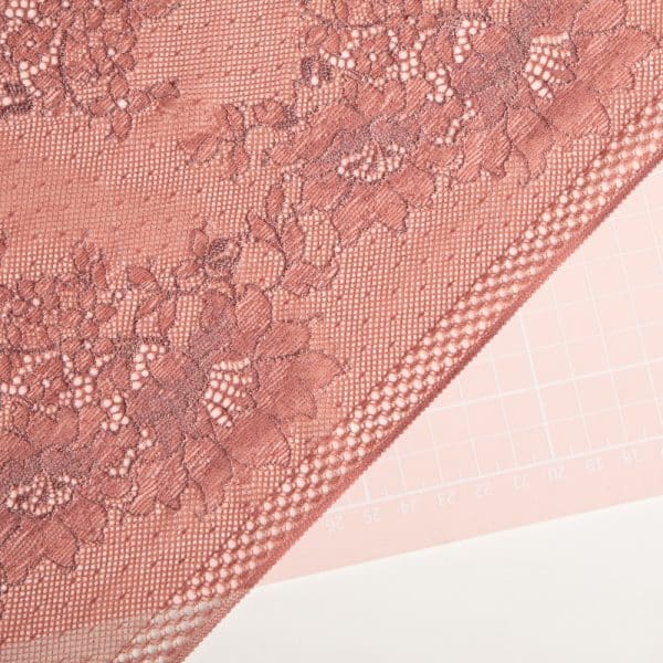 1YD Dusty Rose Stretch Galloon Lace with Shimmer