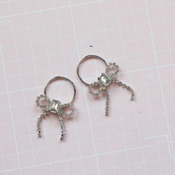 1 Pair Rhinestone Bow Charm Rings