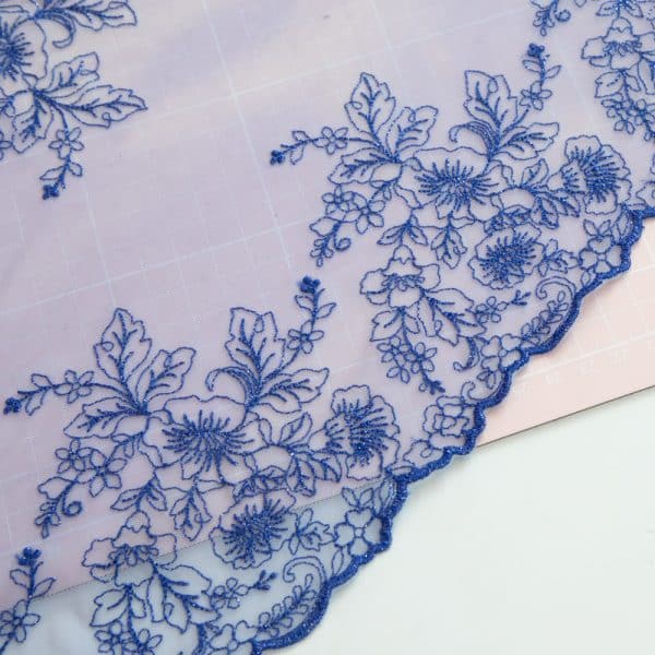 1 YD Sapphire Bloom Stretch Lace with Shimmer Detail