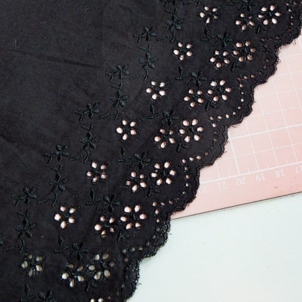 1 YD Black Cotton Eyelet Lace Trim