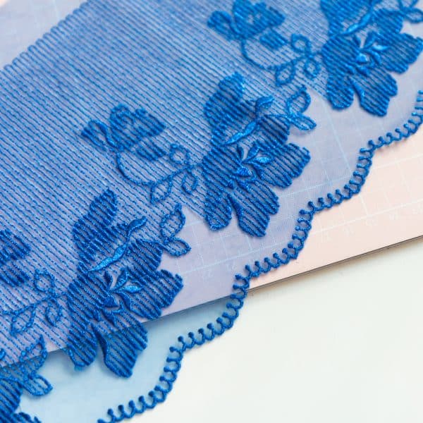 1 YD Cobalt Blue Embroidered Tulle Lace
