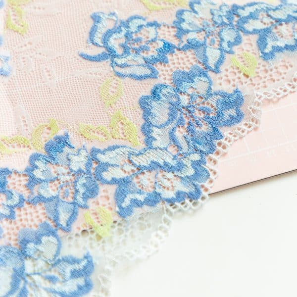 1 YD Powder Blue + Chartreuse Garden Stretch Galloon Lace