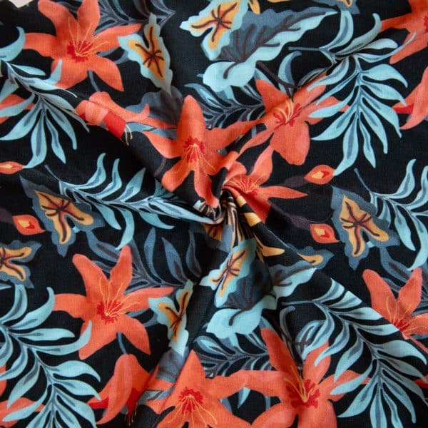 ½ YD Retro Tropic Hawaiian Print LYCRA® Xtra Life™ SolarMax™