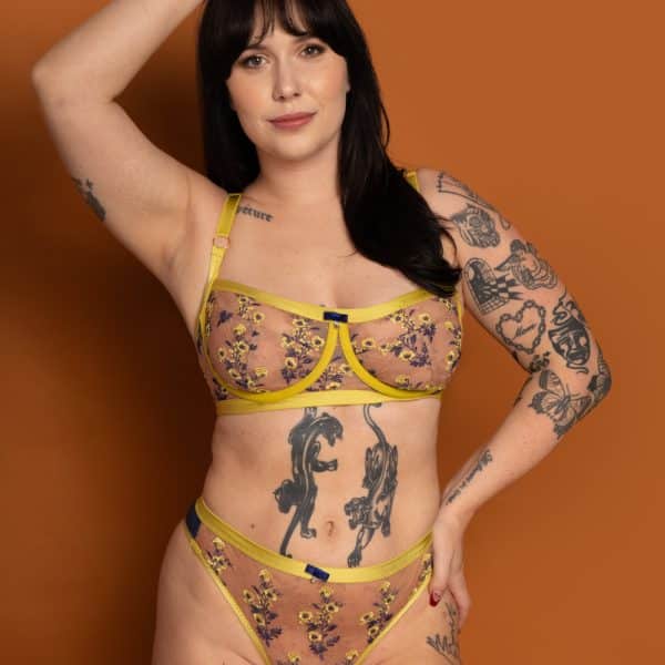 Underwire Bra + Panty DIY Kit: Eden After Dark (Chartreuse)