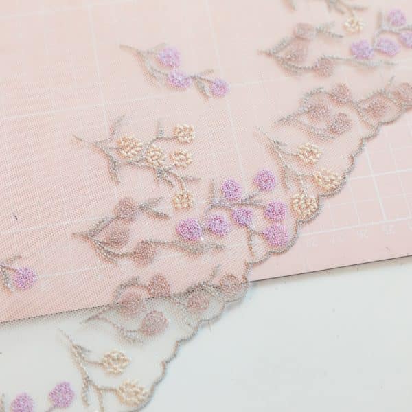 1 YD Blush Bloom Embroidered Tulle Lace