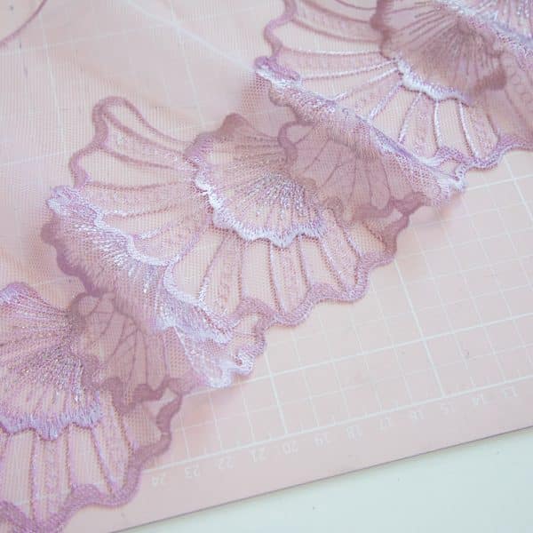 1 YD Lavender Geometric Embroidered Tulle Lace