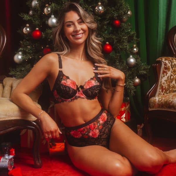 Fiona Underwire Bra + Panty DIY Kit: Black Rose