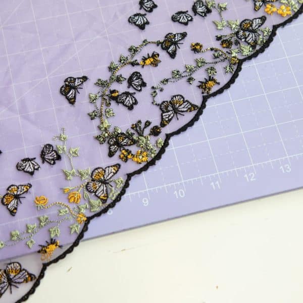 1 YD Butterly Bloom Embroidered Tulle Lace