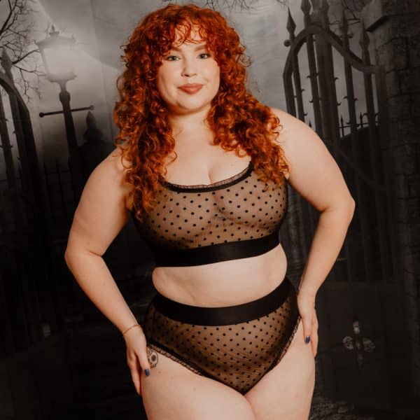 Tonika Bra + Panty DIY Kit: Black Flocked Mesh